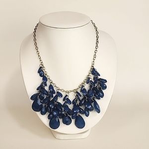 #64 Dark‎ Teal Blue Necklace drop beads with gold chain and adjustable clasp